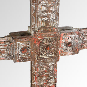 Painted Mirror Made From An Old Teak Kutchi Door - 19th Century