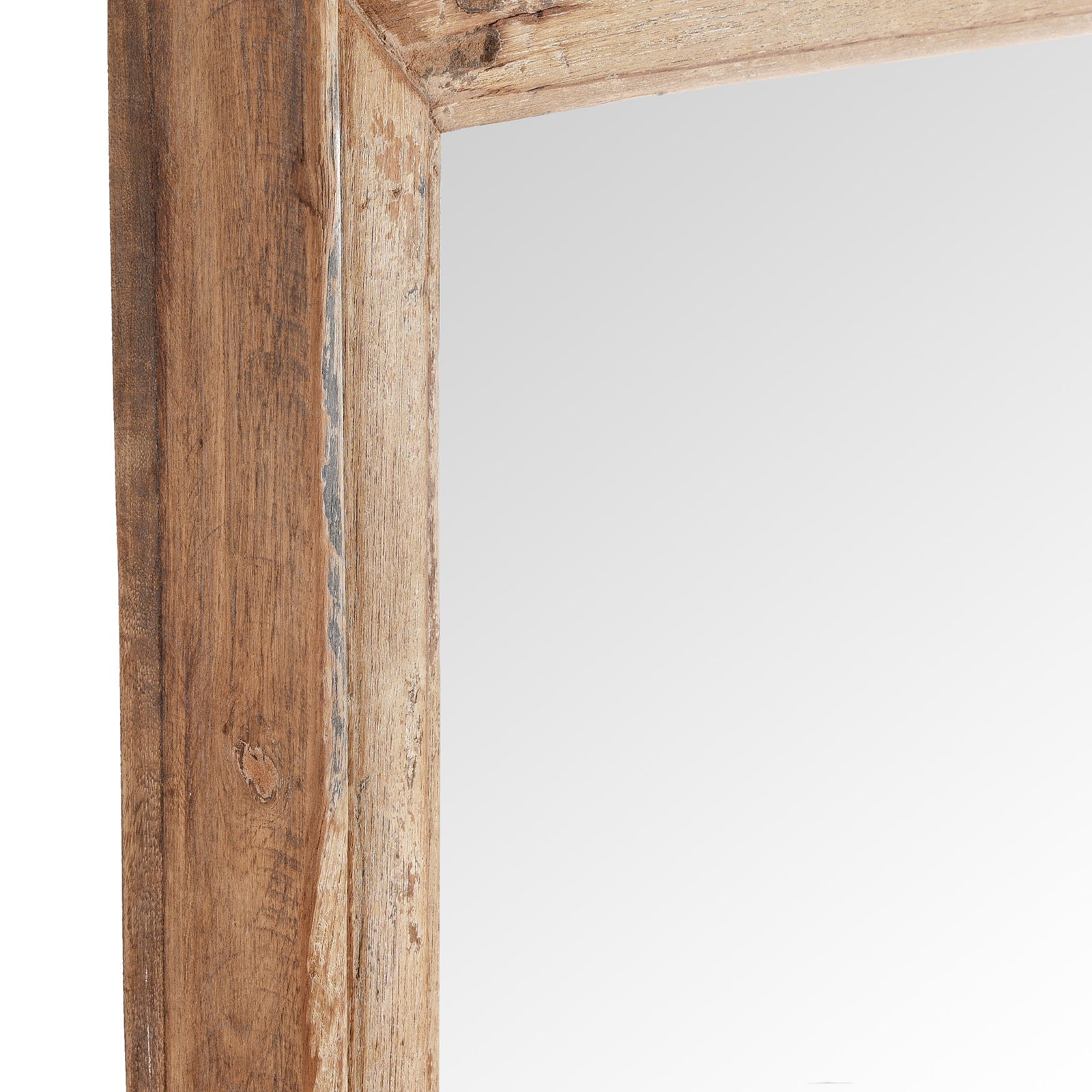 Cream Painted Mirror Made From Old Architectural Teak