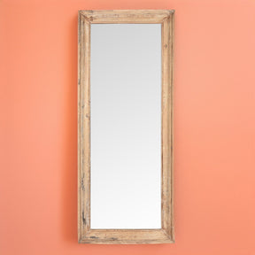 Cream Painted Mirror Made From Old Architectural Teak