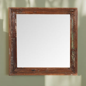 Square Mirror Made From Old Architectural Teak