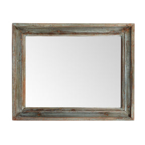 Blue Painted Mirror Made From Old Architectural Teak