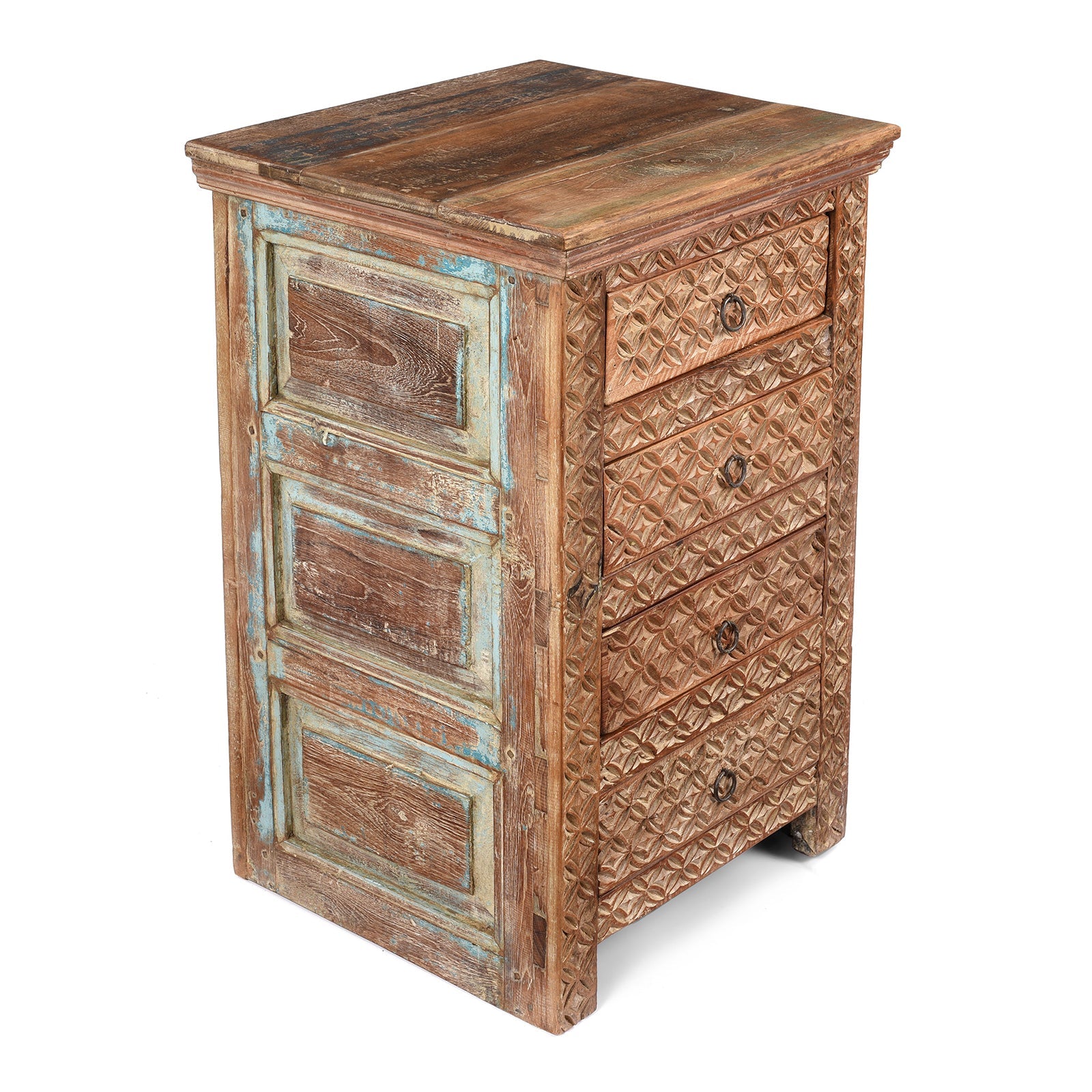 4 Drawer Bedside Cabinet Made From Reclaimed Teak