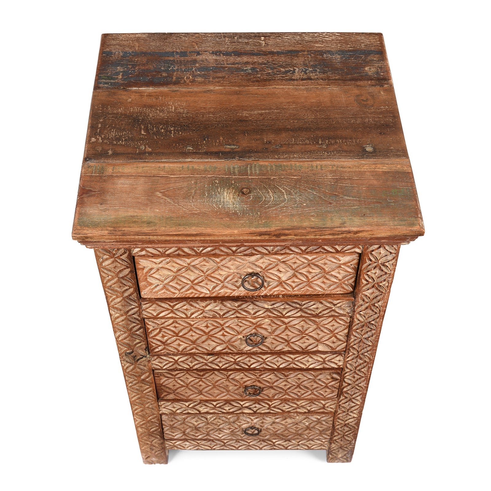 4 Drawer Bedside Cabinet Made From Reclaimed Teak