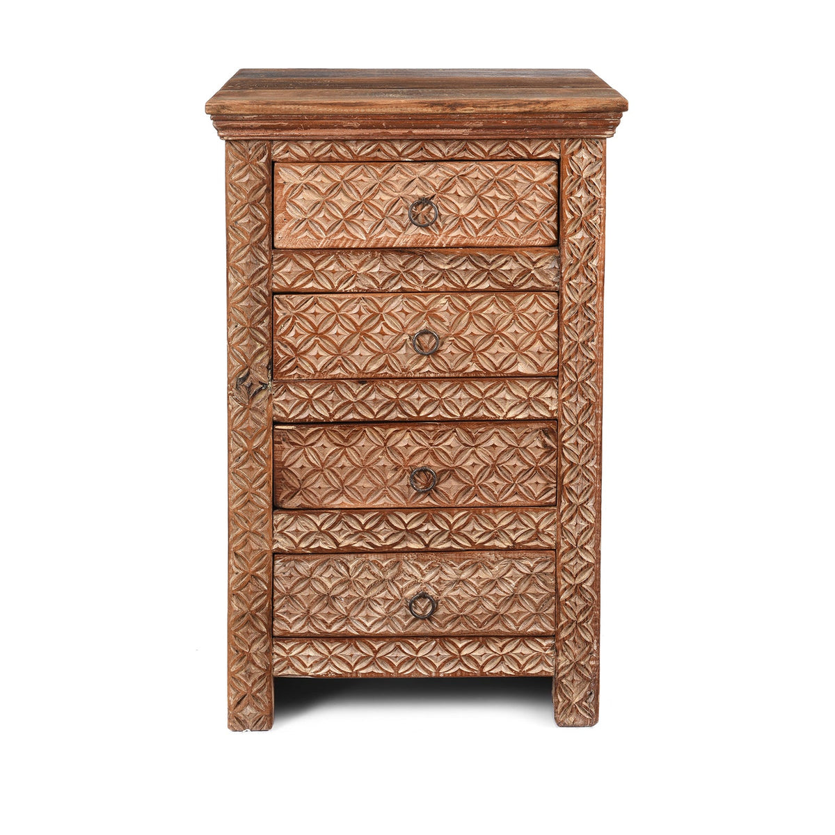 4 Drawer Bedside Cabinet Made From Reclaimed Teak