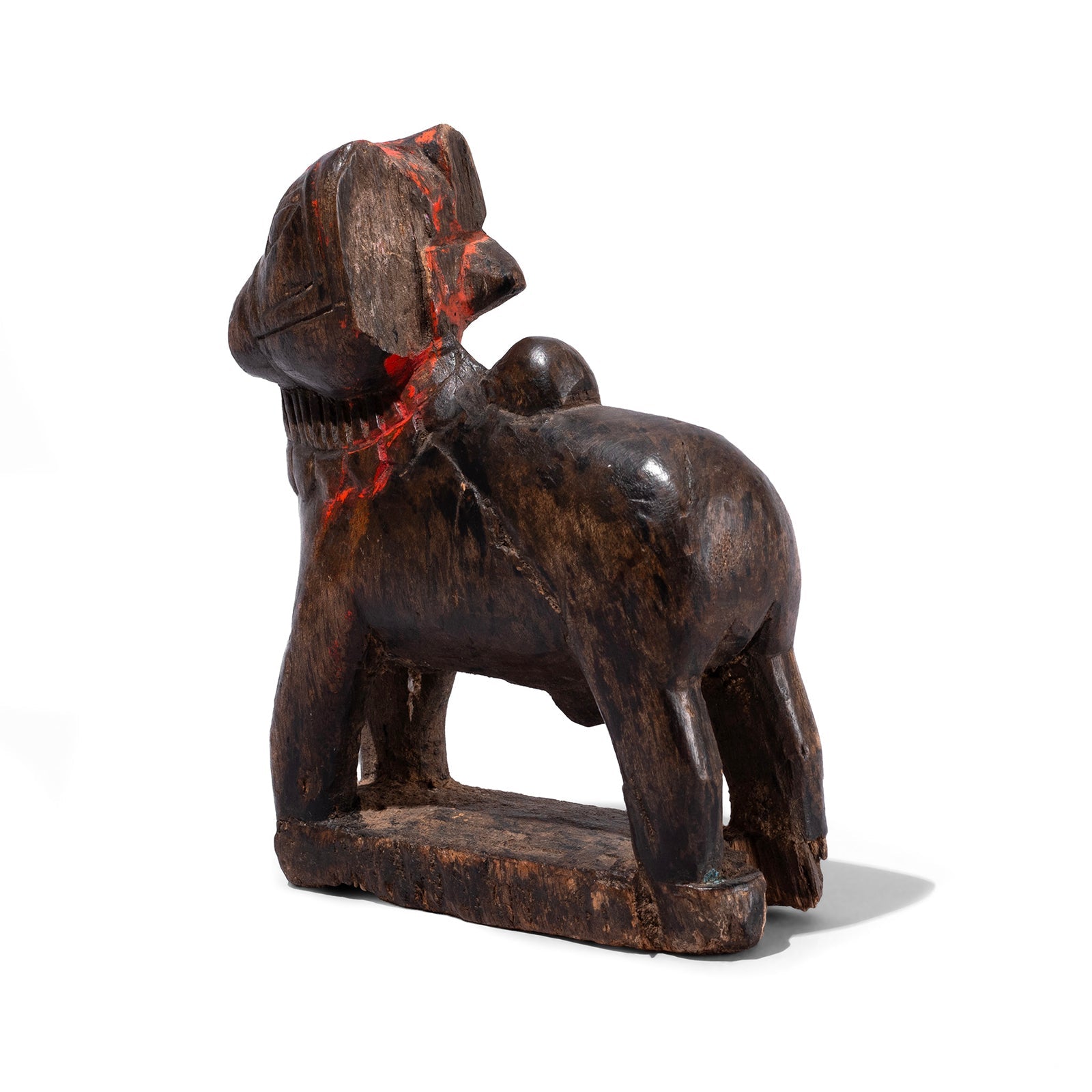 Painted Teak Nandi Bull Toy From Rajasthan - 19th Century