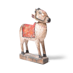 Painted Teak Nandi Bull Toy From Rajasthan - 19th Century