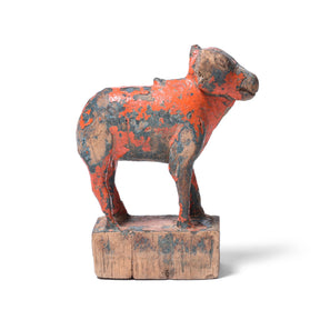 Painted Teak Nandi Bull Toy From Rajasthan - 19th Century