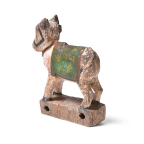 Painted Teak Nandi Bull Toy From Rajasthan - 19th Century