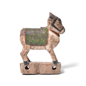 Painted Teak Nandi Bull Toy From Rajasthan - 19th Century