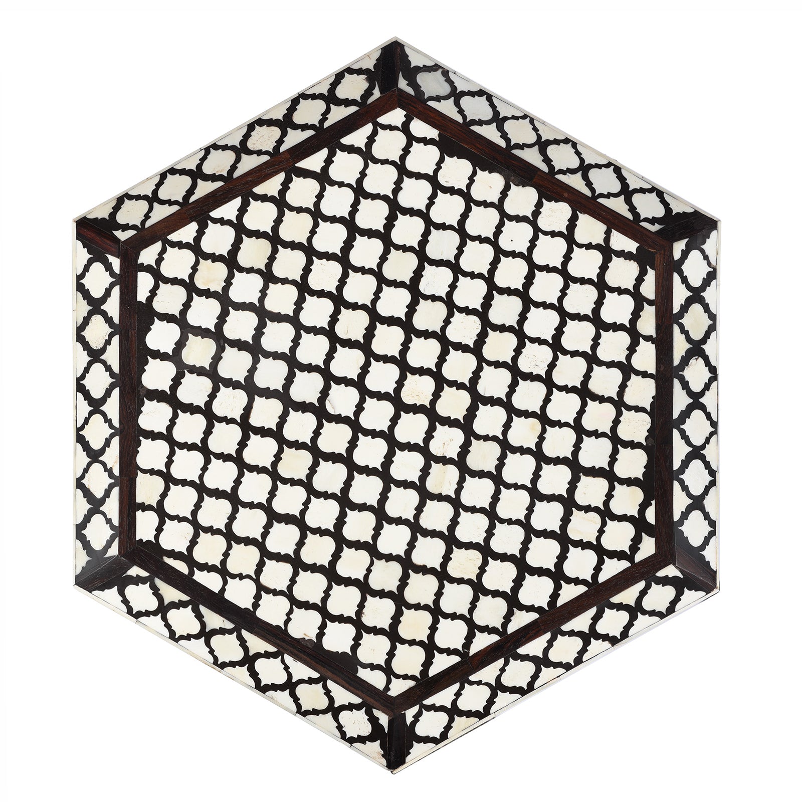 Bone Inlay Hexagonal Side Table