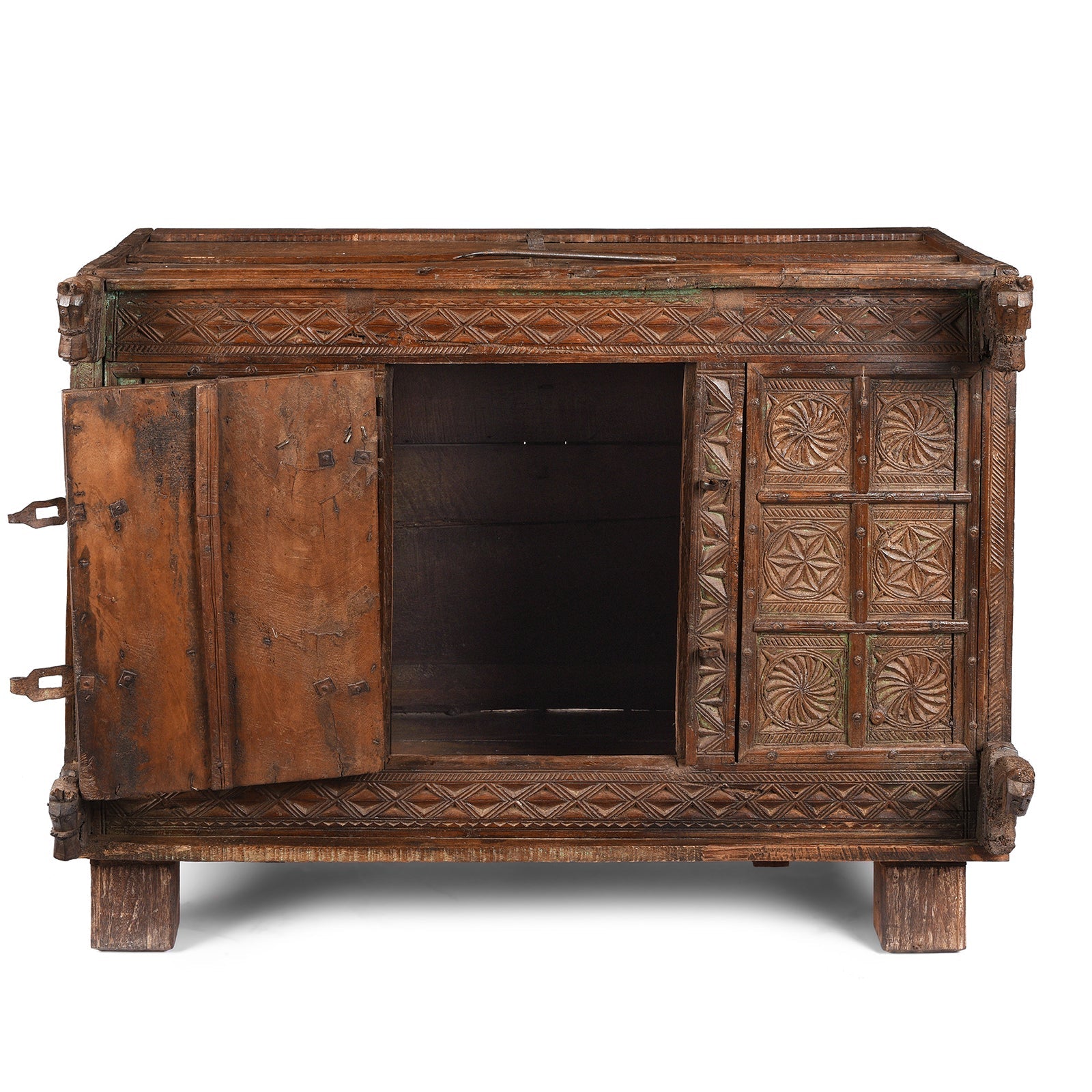 Teak Majus Dowry Chest From Saurashtra - 19th Century