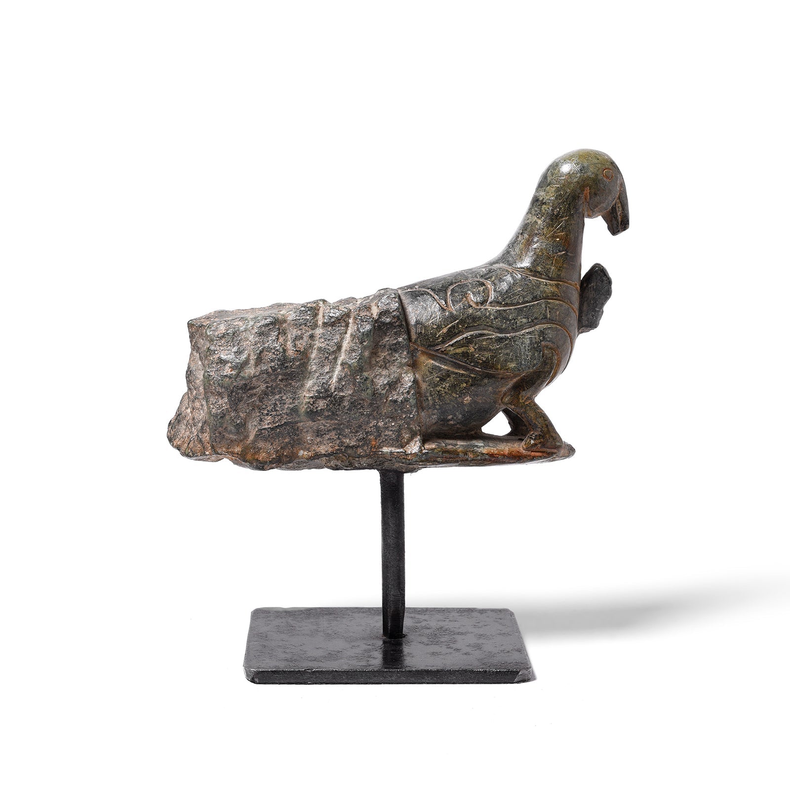 Soapstone Parrot Turban Hanger From Dungarpur - 19th Century