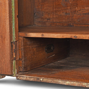 Green Indian Teak Campaign Chest - 19th Century