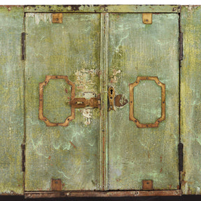 Green Indian Teak Campaign Chest - 19th Century