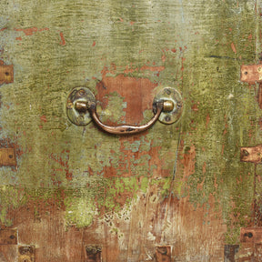 Green Indian Teak Campaign Chest - 19th Century