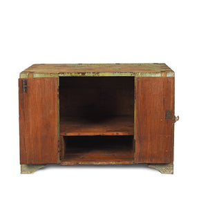 Green Indian Teak Campaign Chest - 19th Century