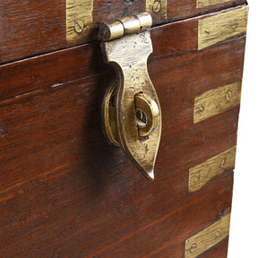 Brass Bound Teak Military Chest From Rajasthan - 19th Century