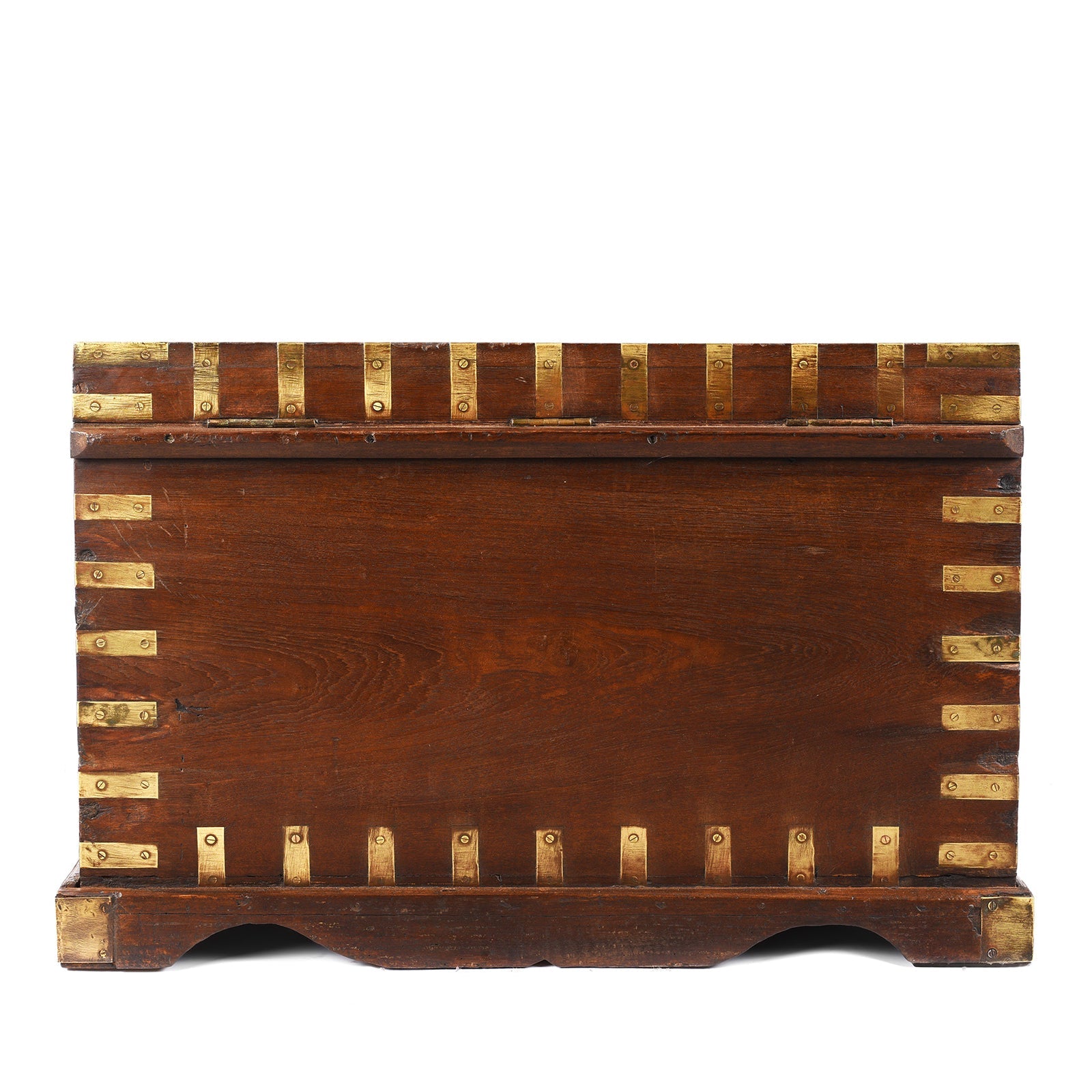 Brass Bound Teak Military Chest From Rajasthan - 19th Century