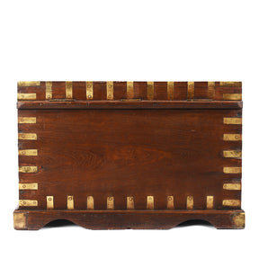 Brass Bound Teak Military Chest From Rajasthan - 19th Century