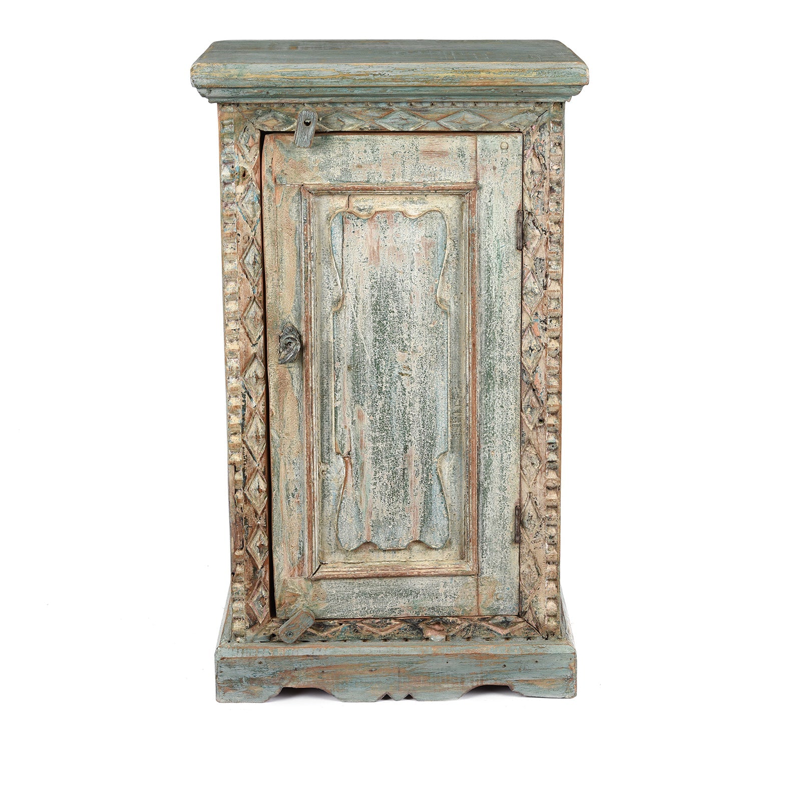 Reclaimed Teak Bedside Cabinet With Painted Finish