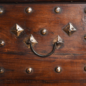 Brass Studded Rosewood Peacock Box From Saurashtra - 19th Century