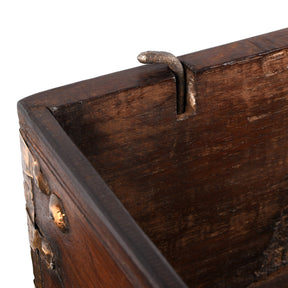 Brass Studded Rosewood Peacock Box From Saurashtra - 19th Century