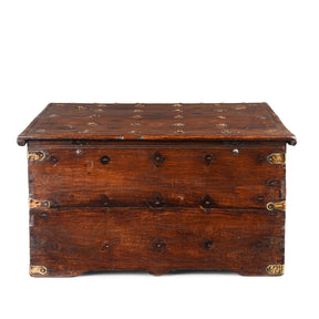 Brass Studded Rosewood Peacock Box From Saurashtra - 19th Century