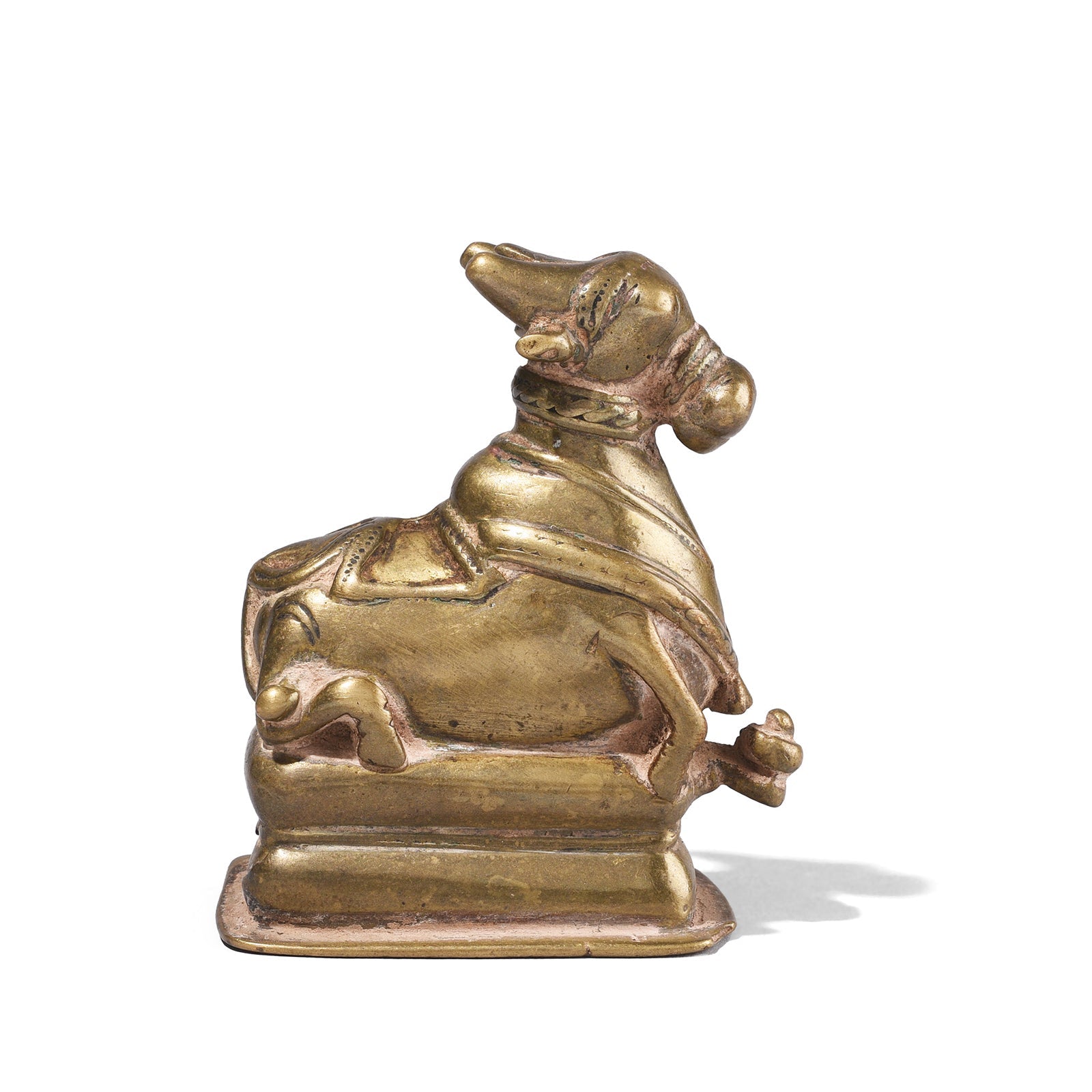 Recumbent Bronze Nandi Bull From The Deccan - 18th Century