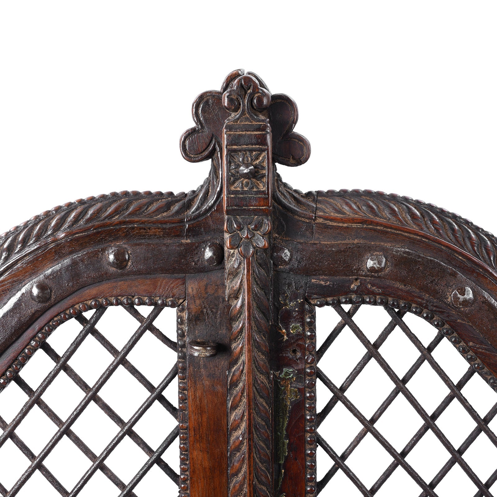 Teak & Iron Jali Dog Gate From Gujarat - 19th Century