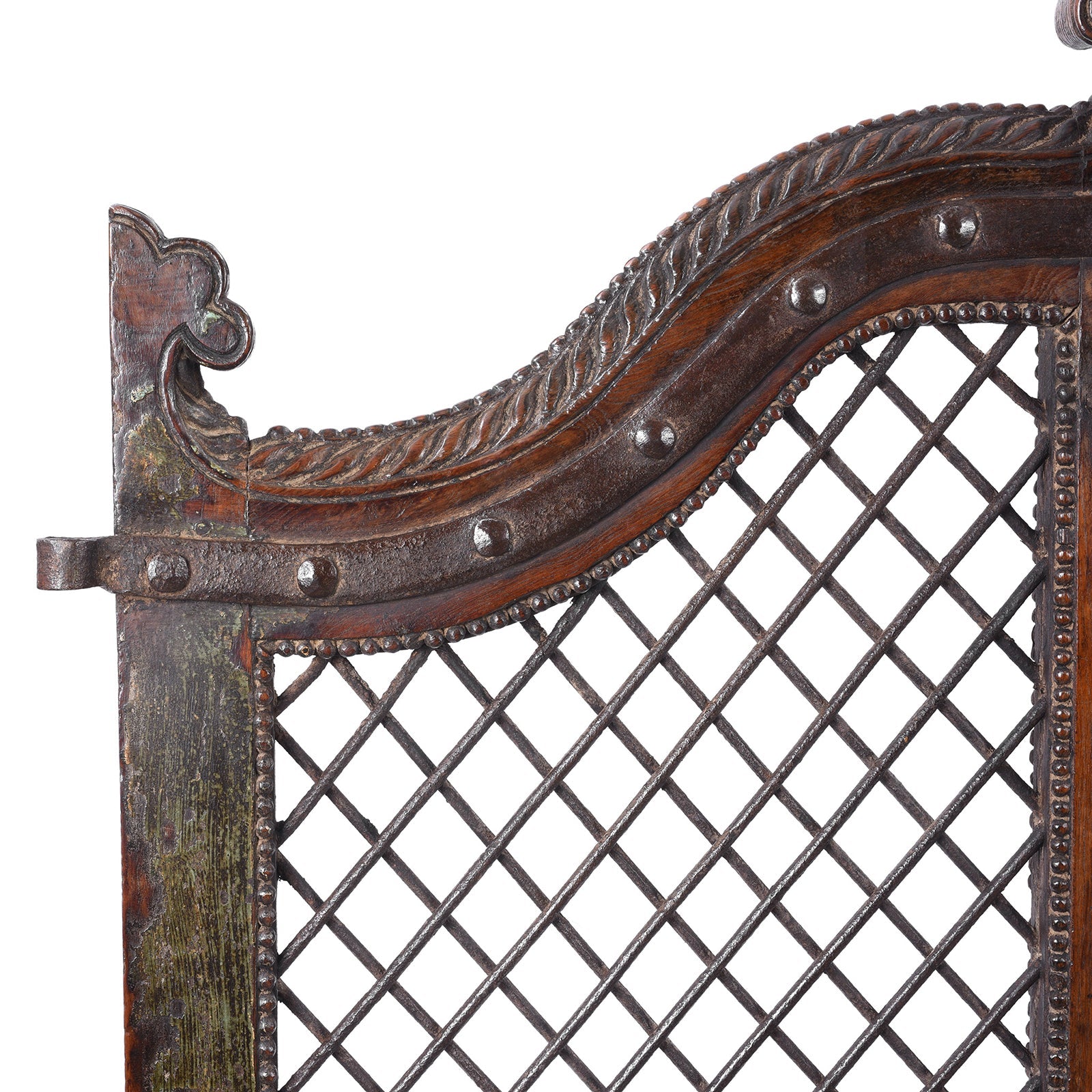 Teak & Iron Jali Dog Gate From Gujarat - 19th Century