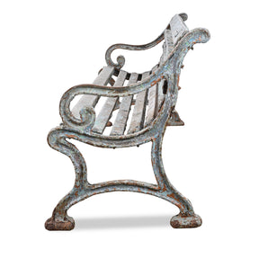 Blue Cast Iron Outdoor Bench - Ca 1940