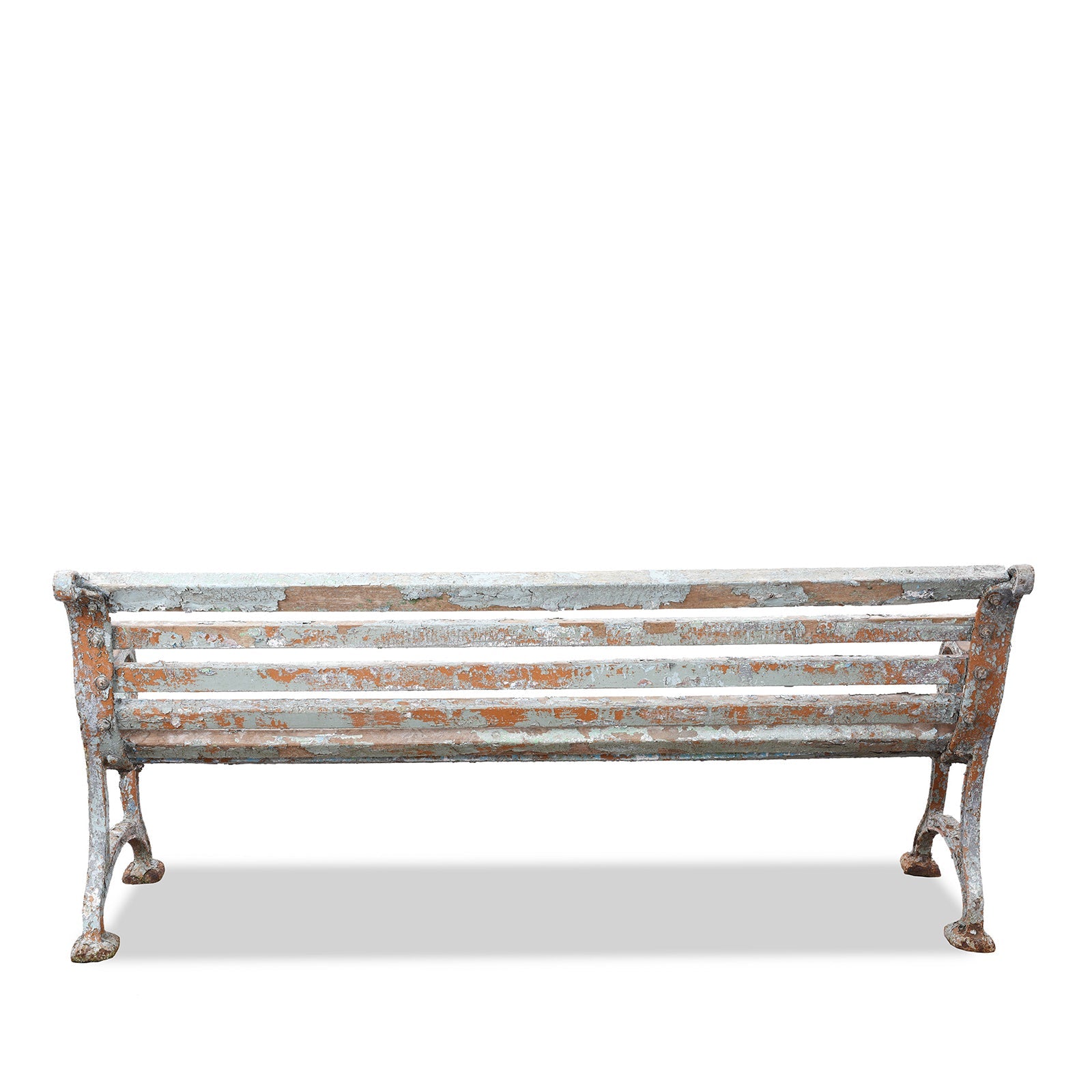 Blue Cast Iron Outdoor Bench - Ca 1940