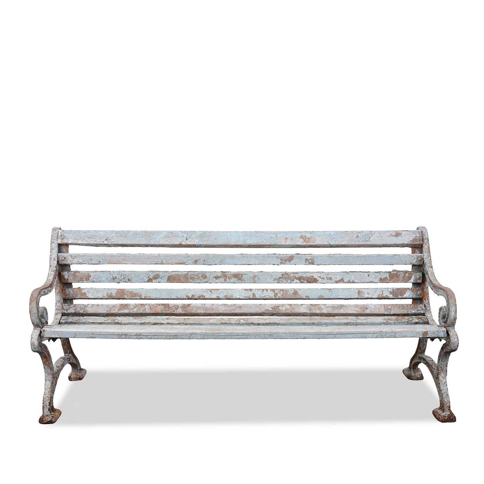 Blue Cast Iron Outdoor Bench - Ca 1940