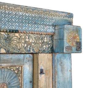Blue Painted Sunburst Door & Frame - 19th Century