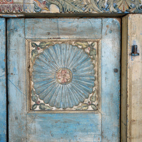 Blue Painted Sunburst Door & Frame - 19th Century