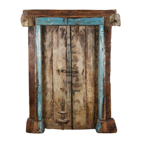 Blue Painted Indian Door & Frame - Early 19th Century