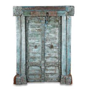 Blue Painted Indian Door & Frame - Early 19th Century