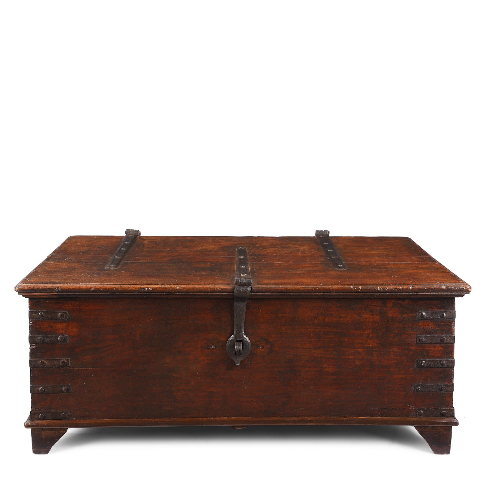 Iron Bound Teak Chest From Gujarat - Early 19th Century