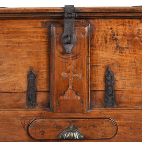 Iron Bound Teak Merchant Chest From Goa - 19th Century
