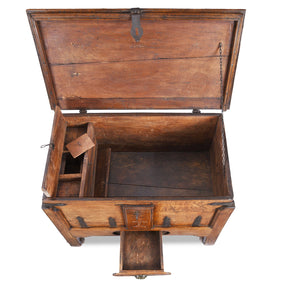 Iron Bound Teak Merchant Chest From Goa - 19th Century
