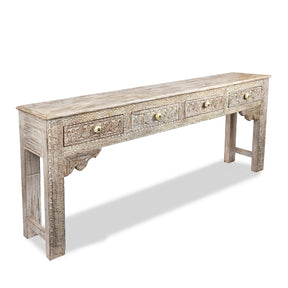 Reclaimed Teak Console Table With Drawers