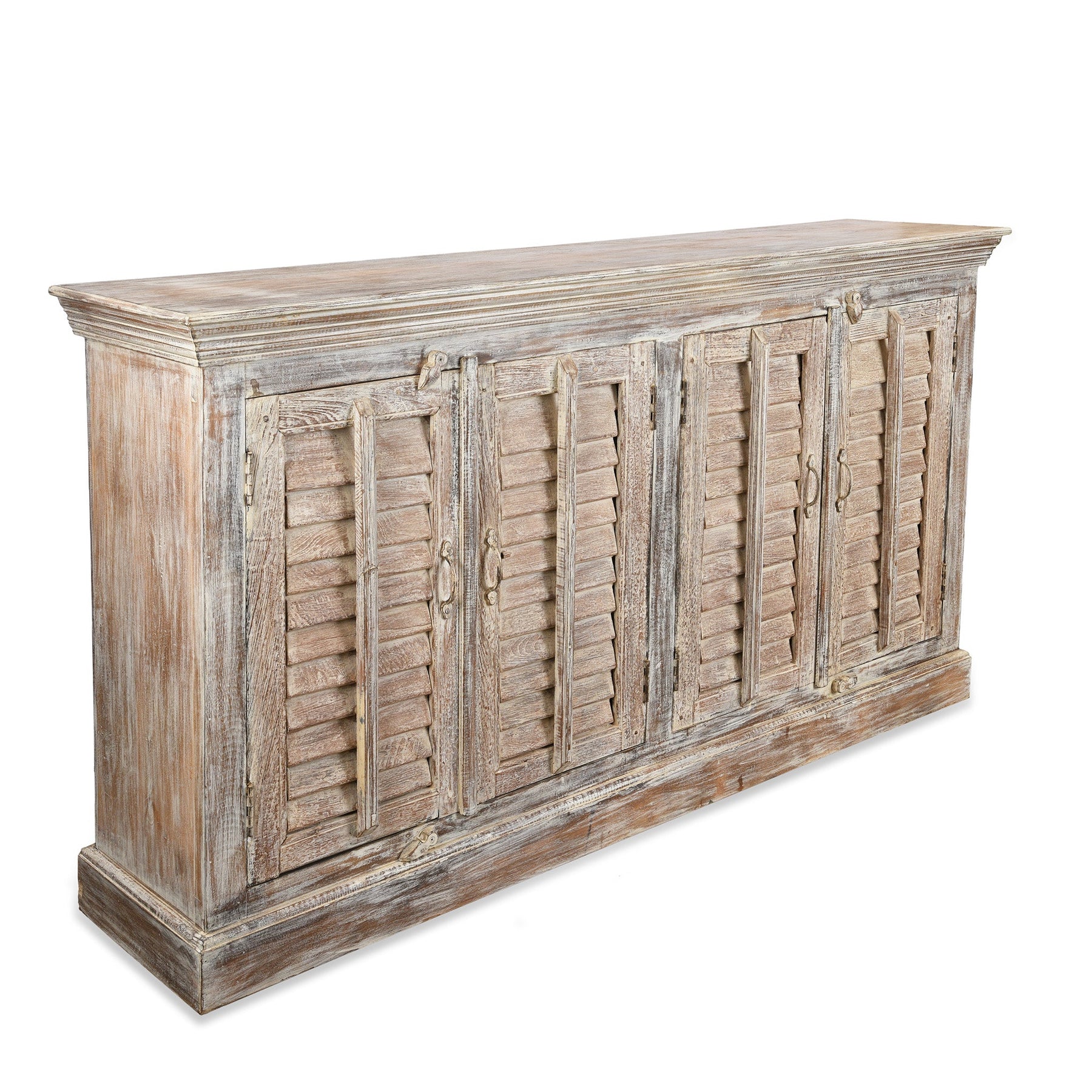 Painted Louvre Sideboard Made From Reclaimed Teak