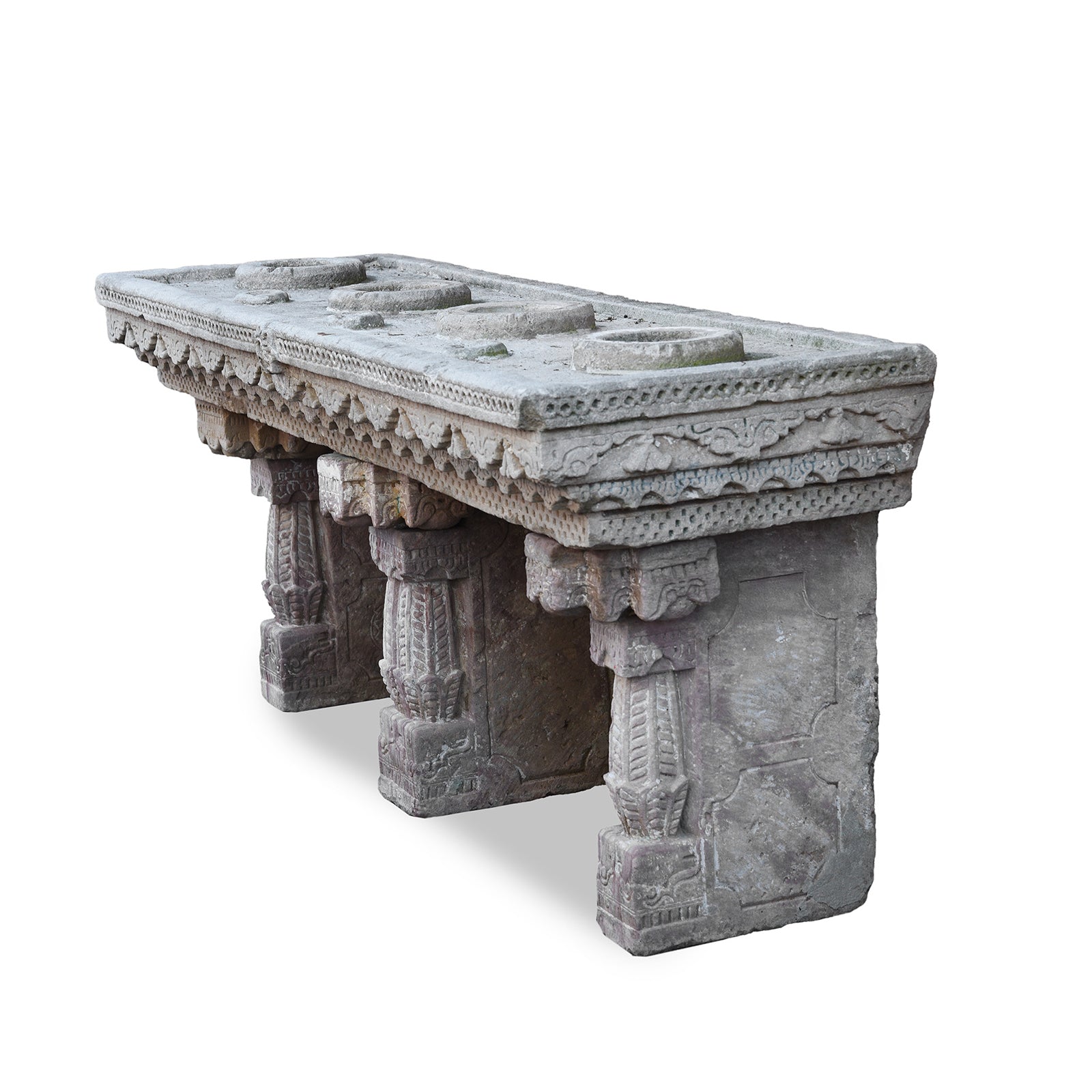 Carved Stone Water Pot Stand (Parinda) - 19th Century
