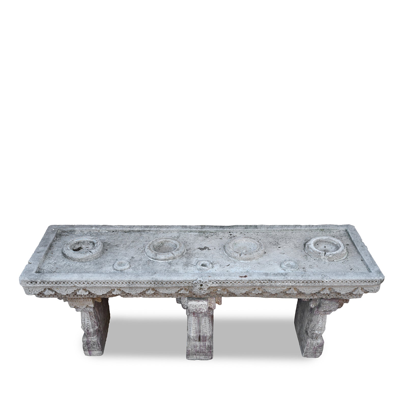 Carved Stone Water Pot Stand (Parinda) - 19th Century