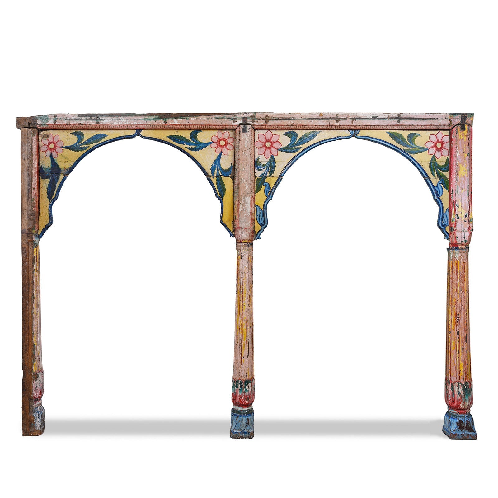 Painted Teak Double Arch From Maharashtra - 19th Century