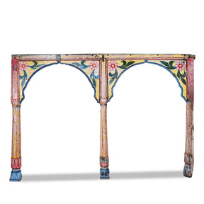 Painted Teak Double Arch From Maharashtra - 19th Century