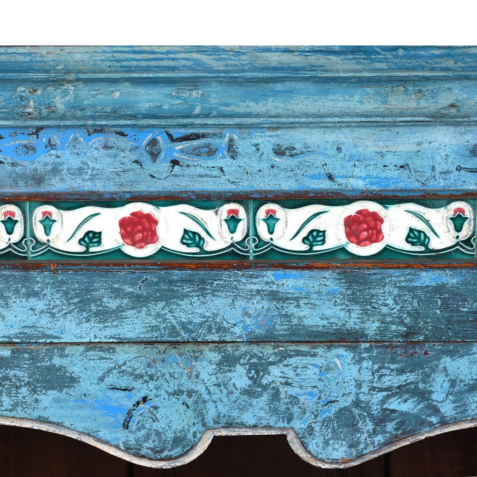 Indian Painted Teak Glazed Cabinet - Ca 1920