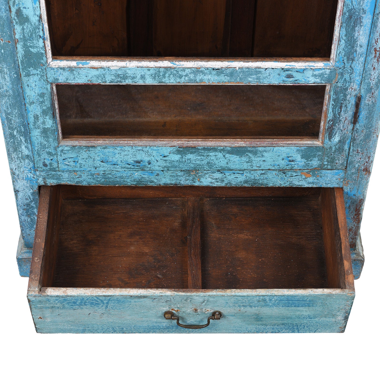 Indian Painted Teak Glazed Cabinet - Ca 1920