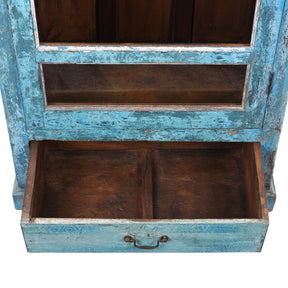 Indian Painted Teak Glazed Cabinet - Ca 1920