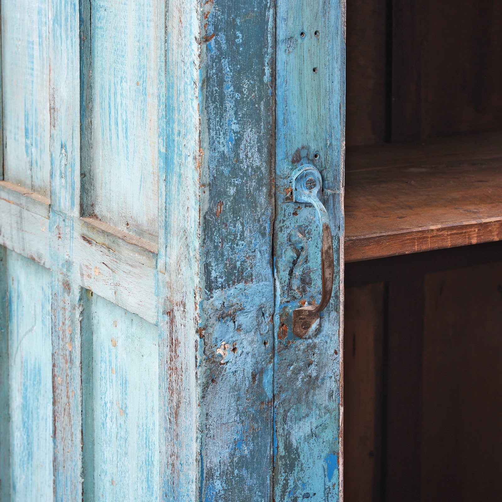 Indian Painted Teak Glazed Cabinet - Ca 1920